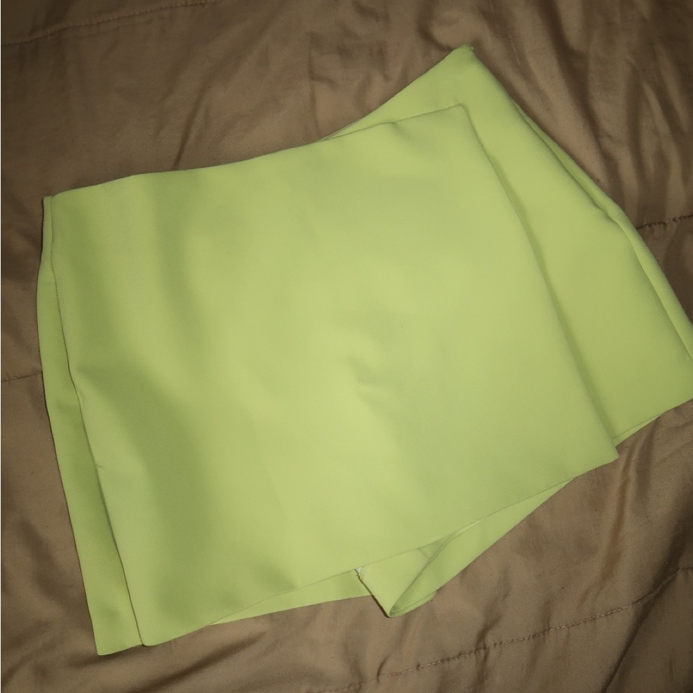 Zara Green Asymmetrical Wrap Mini Skirt Cocktail